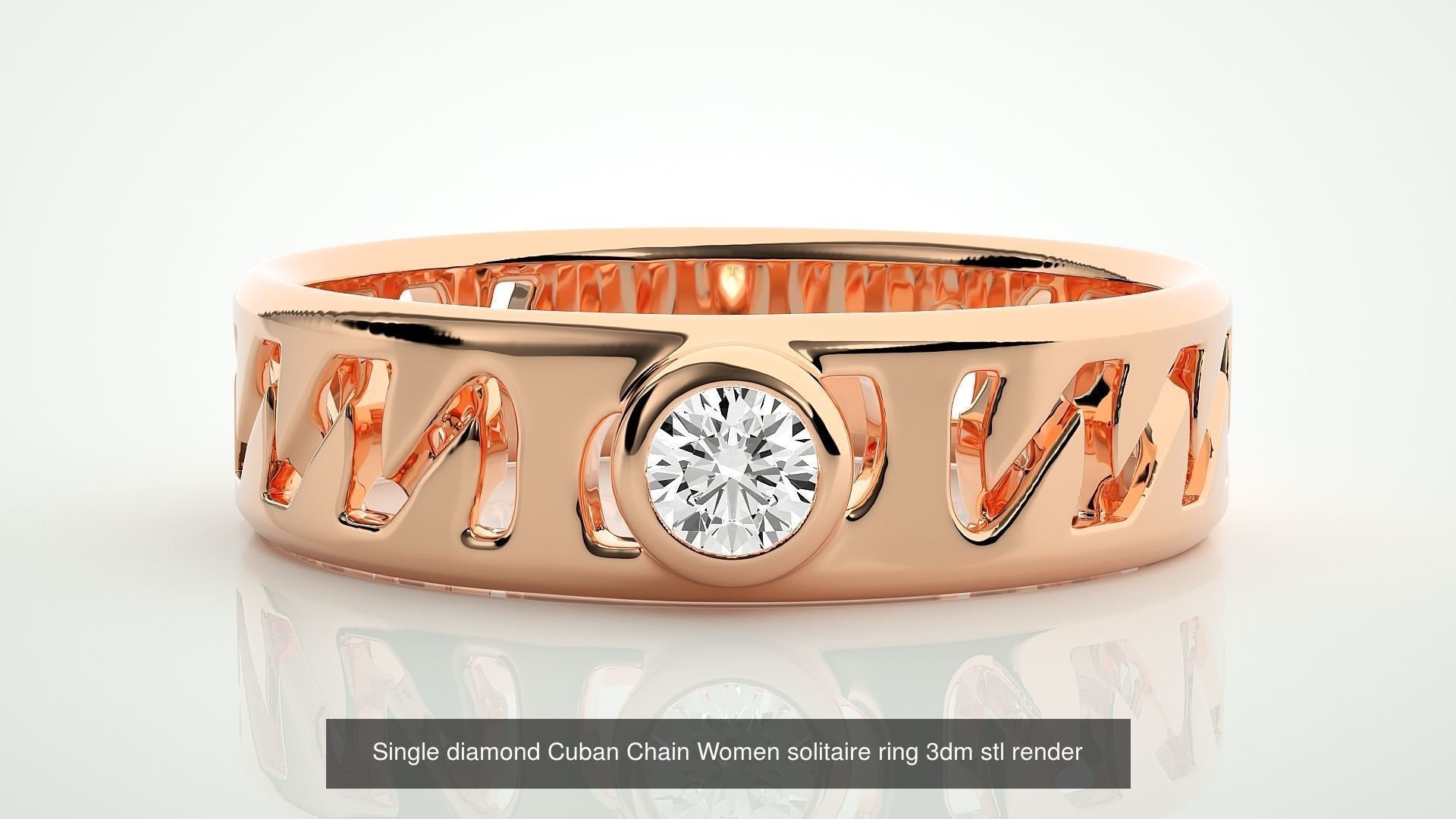 15 Miami Cuban Chain Link Ring 3dm stl renders details 3D Model Collection_4