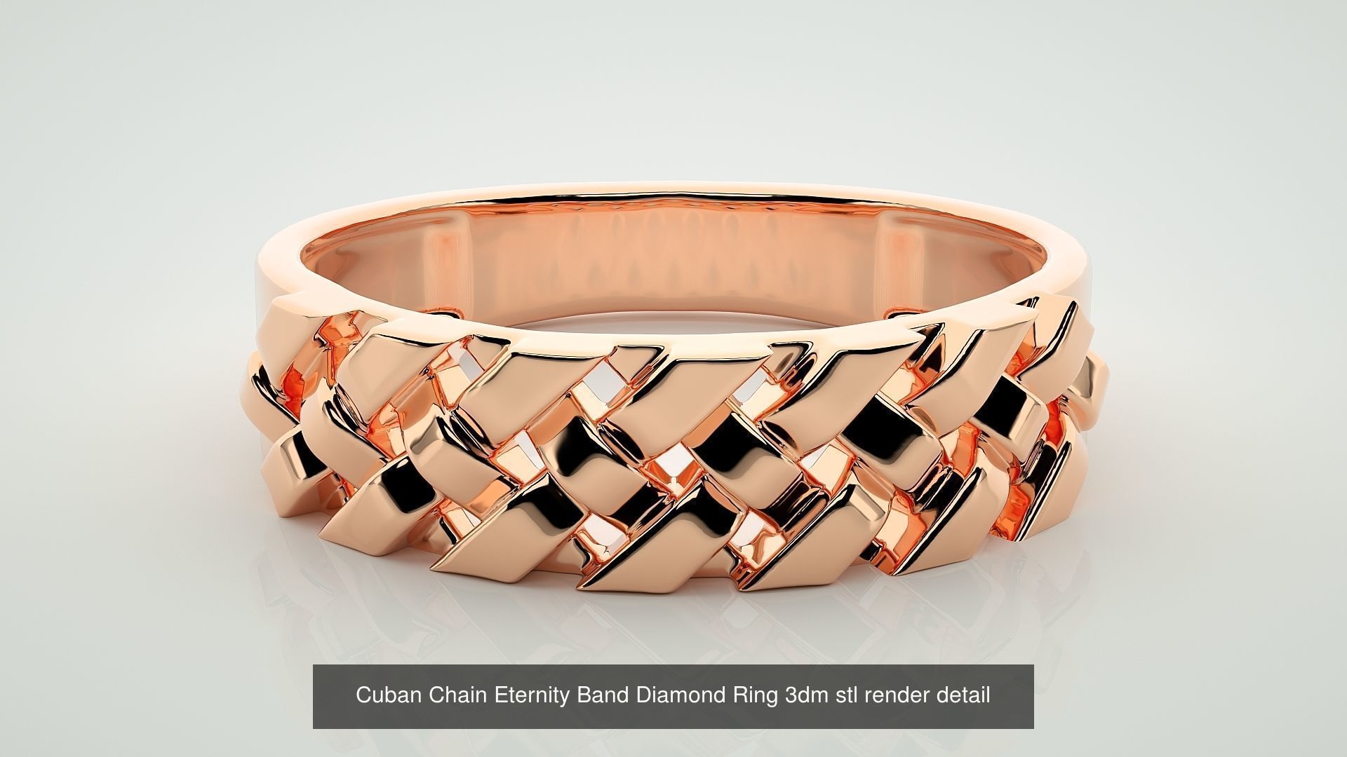 15 Miami Cuban Chain Link Ring 3dm stl renders details 3D Model Collection_7