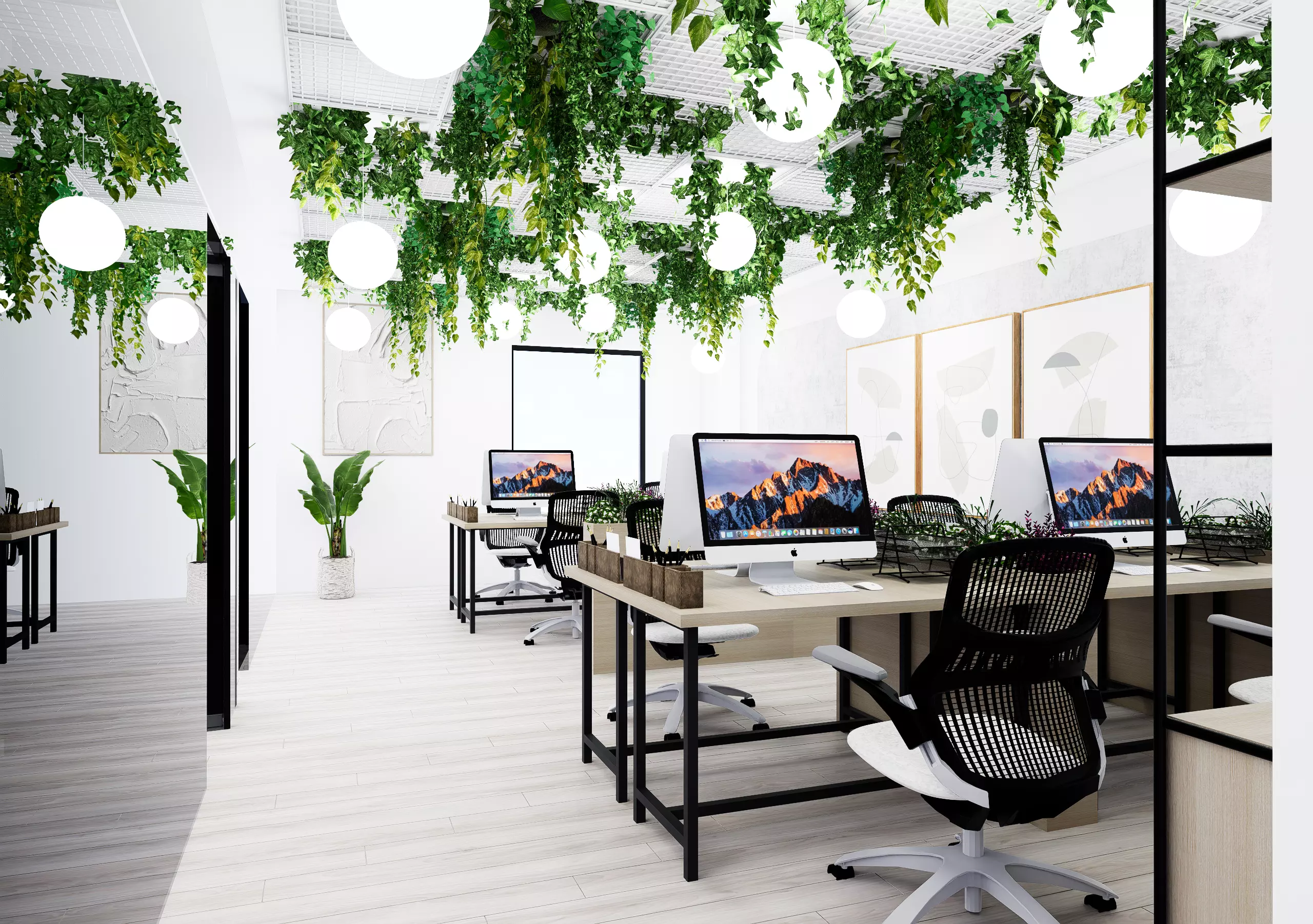 Office interior design 3D model Low-poly 3D model