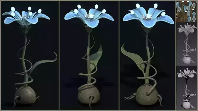 Stylized Fantasy Magical Glowing Flower