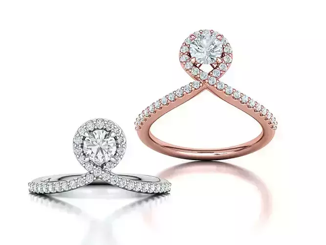 5mm stone Bespoke Solitaire Ring Pave setting Crisscross 3Dmodel 3D print model