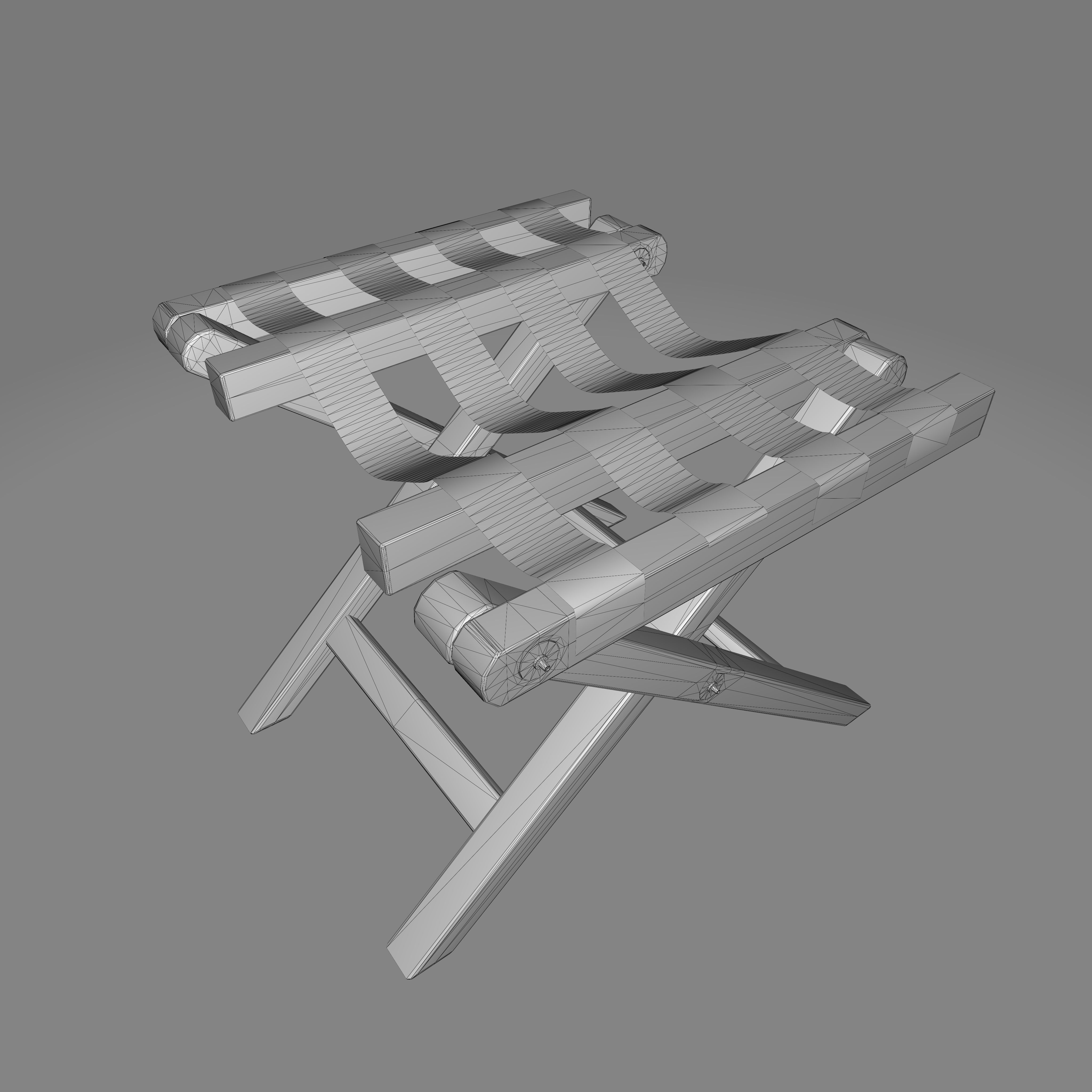 Vintage Wooden Luggage Suitcase Rack - 4K PBR Low-poly 3D model_6