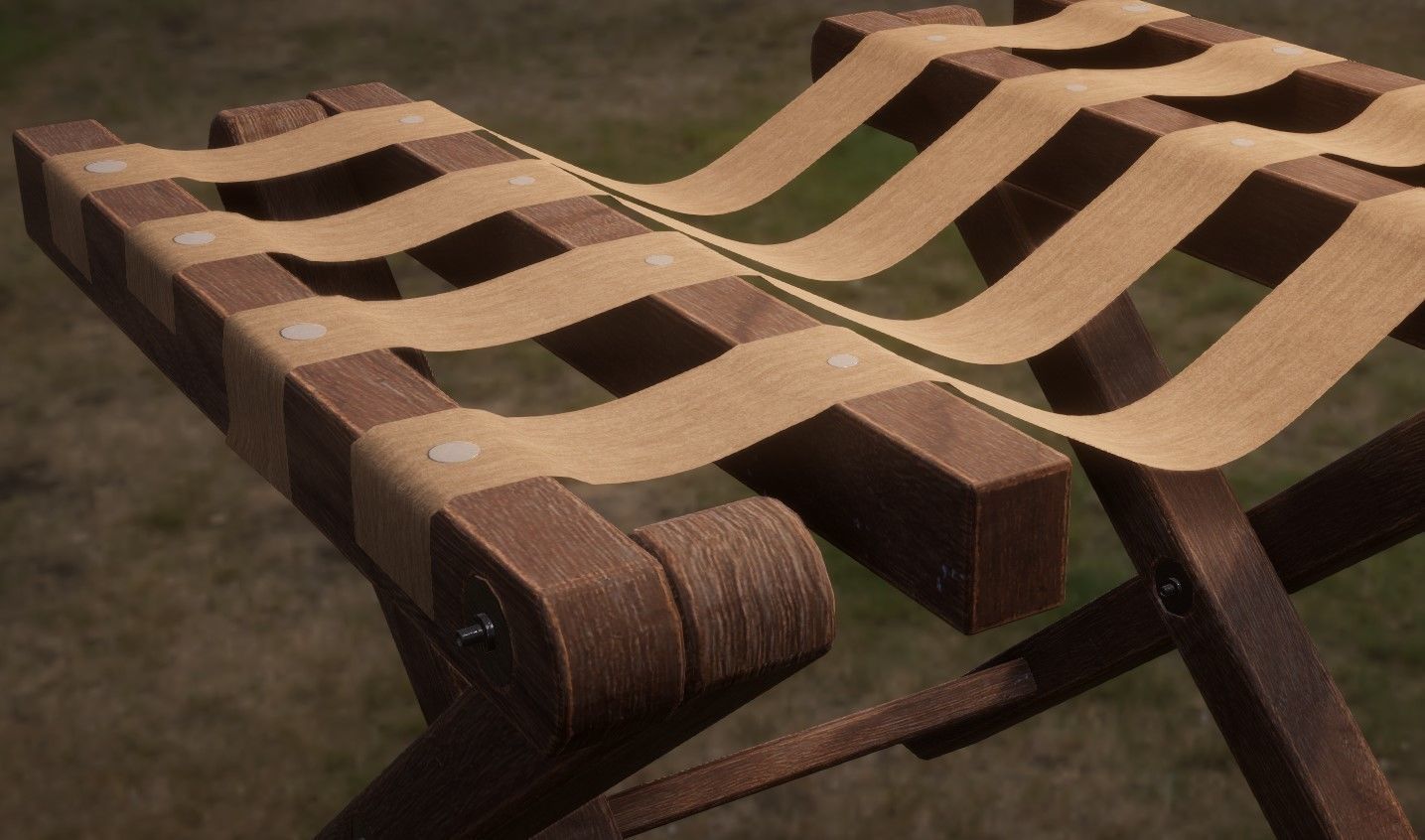 Vintage Wooden Luggage Suitcase Rack - 4K PBR Low-poly 3D model_1