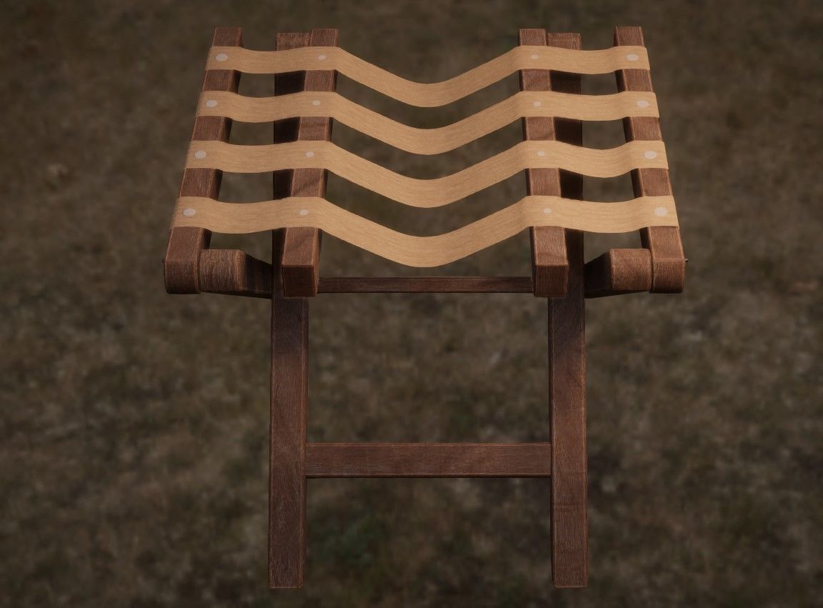 Vintage Wooden Luggage Suitcase Rack - 4K PBR Low-poly 3D model_3