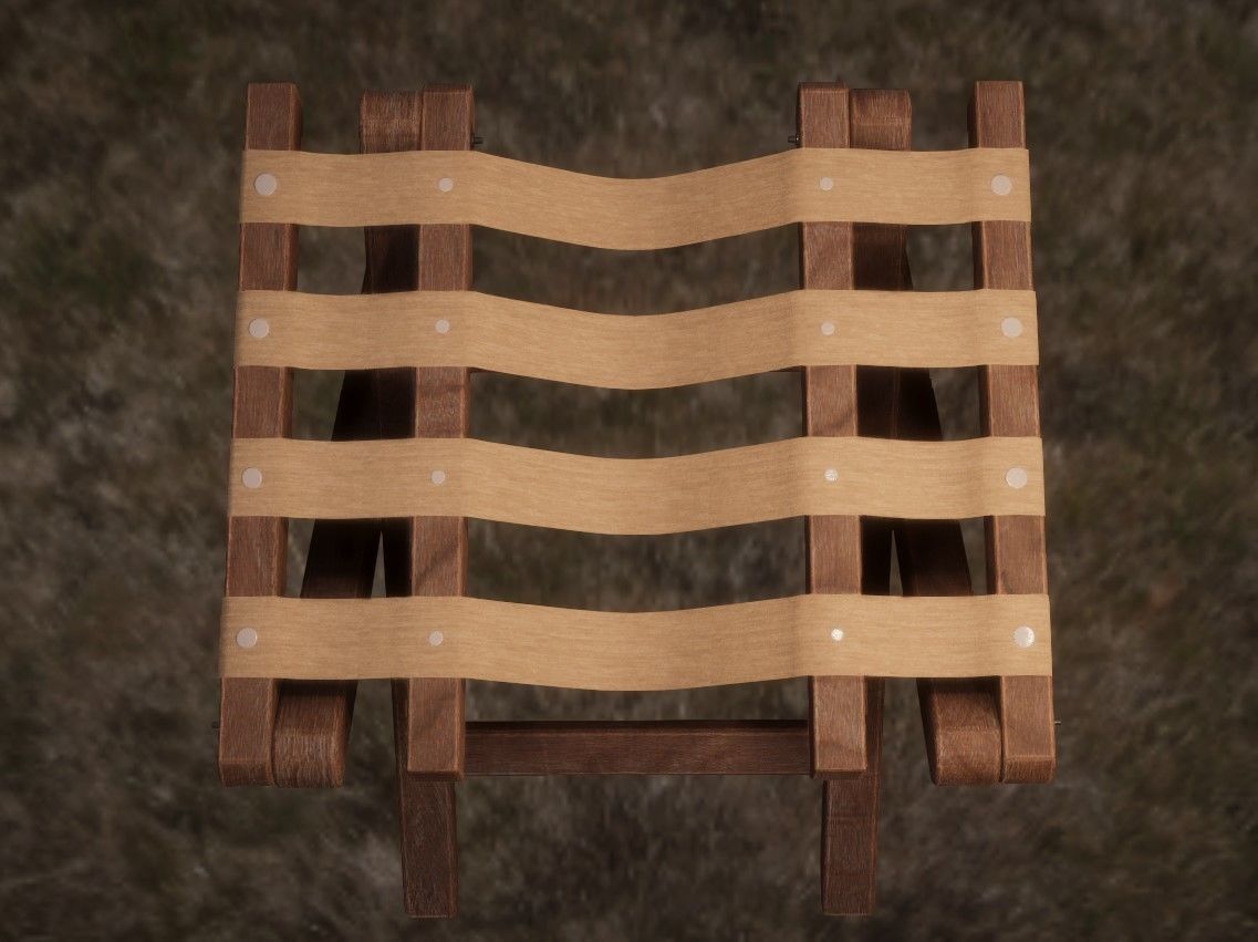Vintage Wooden Luggage Suitcase Rack - 4K PBR Low-poly 3D model_4