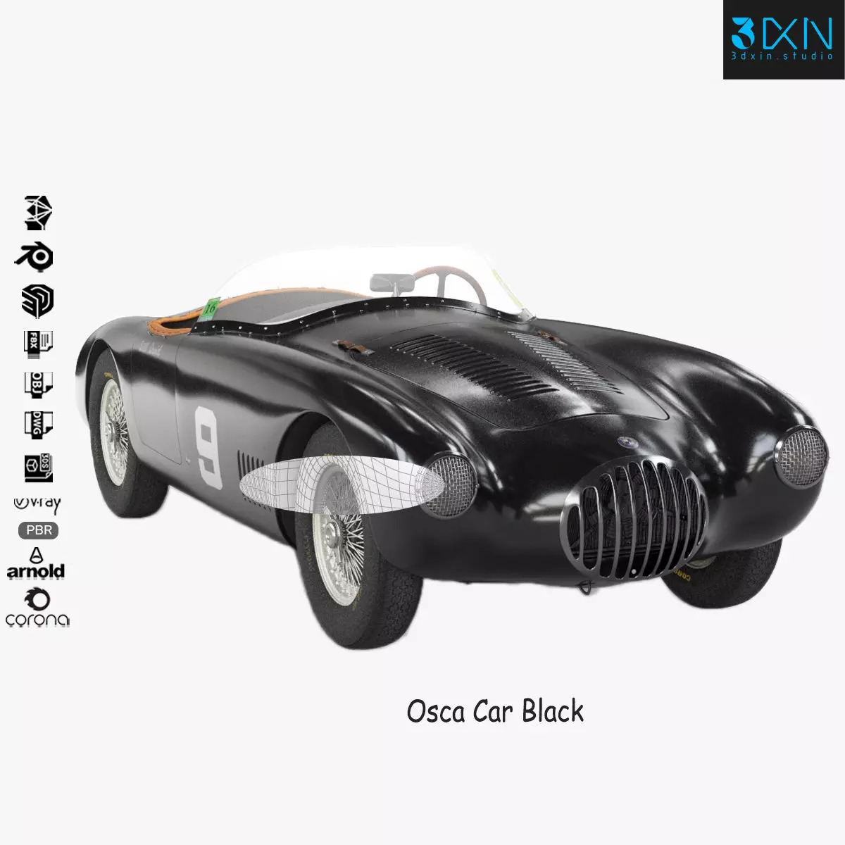 Sports Car Osca Black 3D model