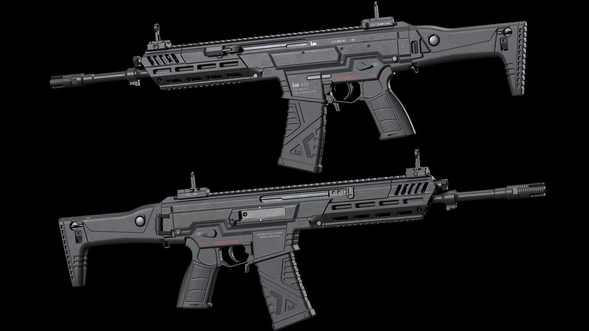 HK433 Assault rifle Low-poly 3D model_4