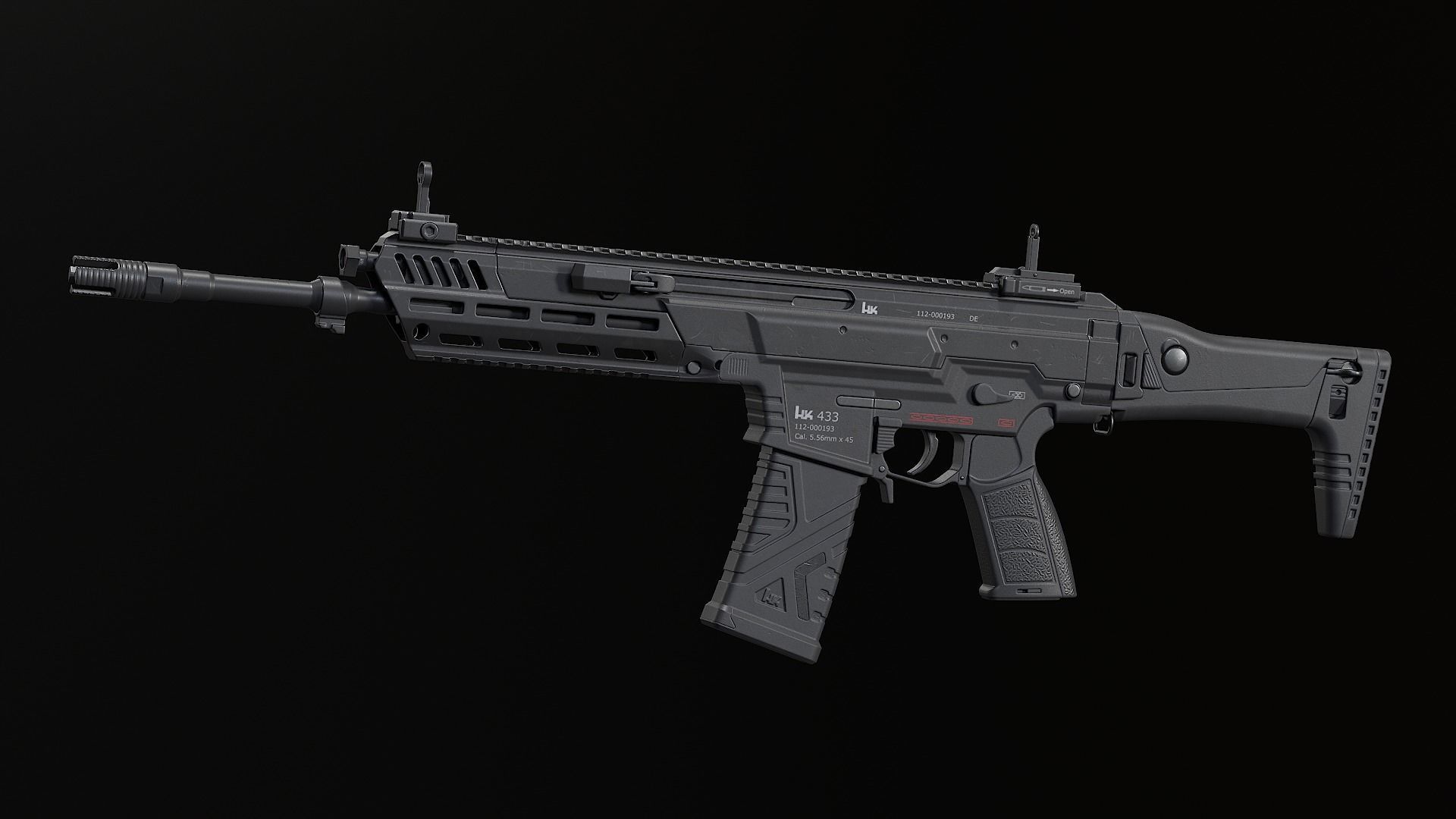 HK433 Assault rifle Low-poly 3D model_7