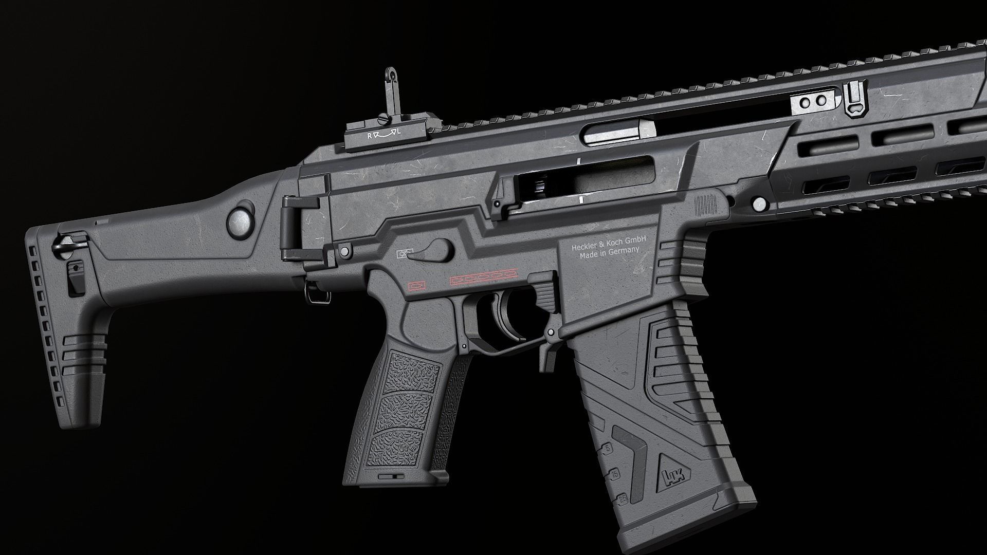 HK433 Assault rifle Low-poly 3D model_12