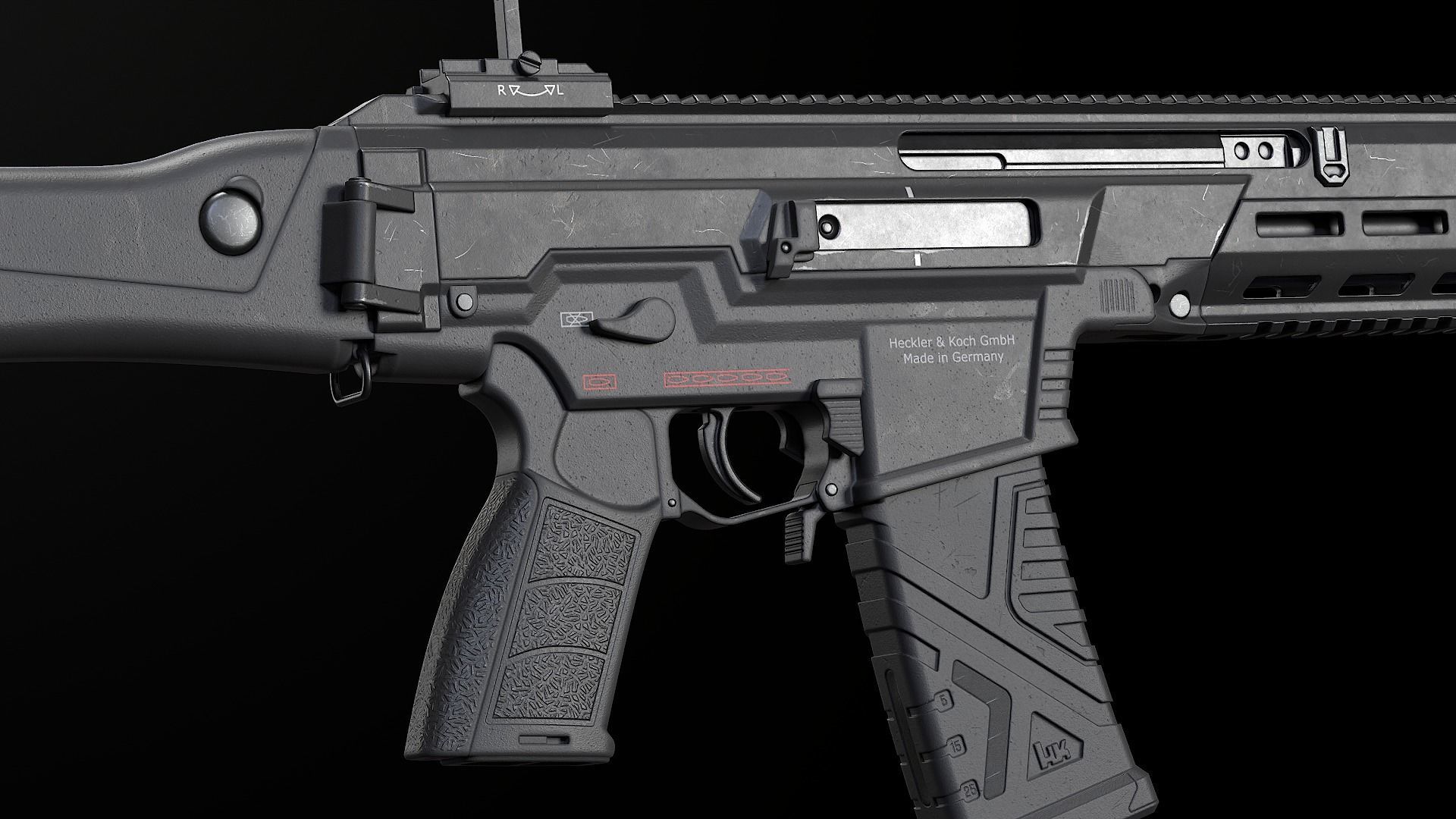 HK433 Assault rifle Low-poly 3D model_11