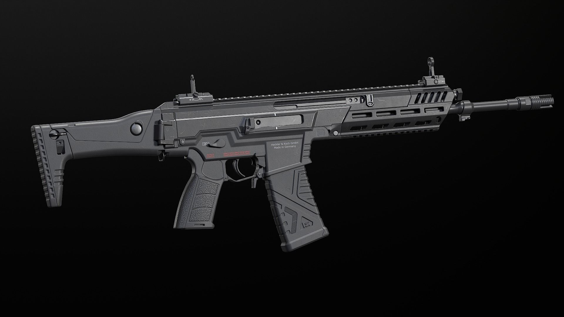 HK433 Assault rifle Low-poly 3D model_6