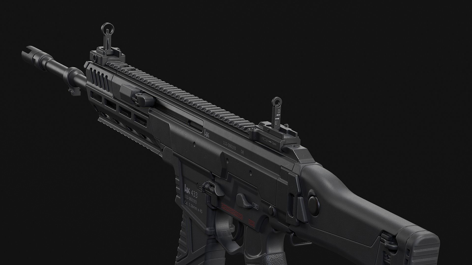 HK433 Assault rifle Low-poly 3D model_29