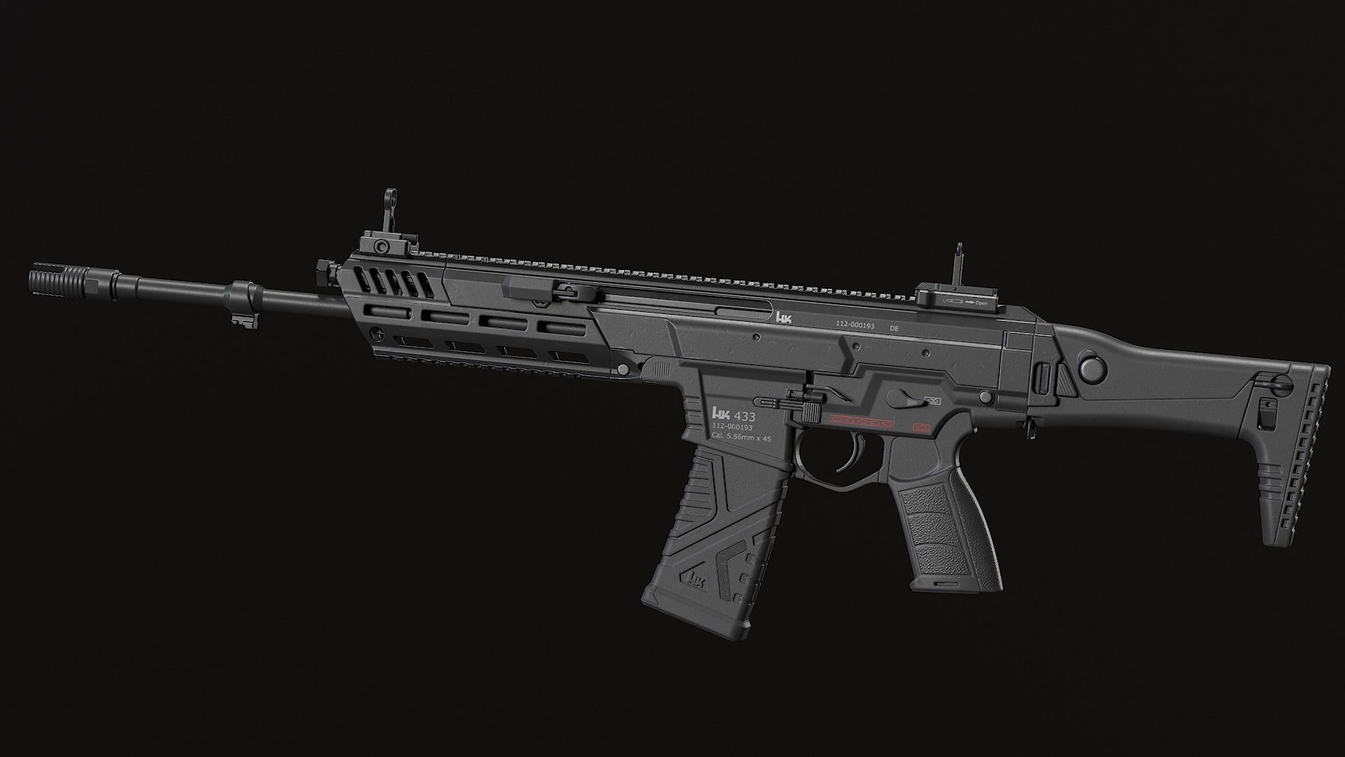 HK433 Assault rifle Low-poly 3D model_22