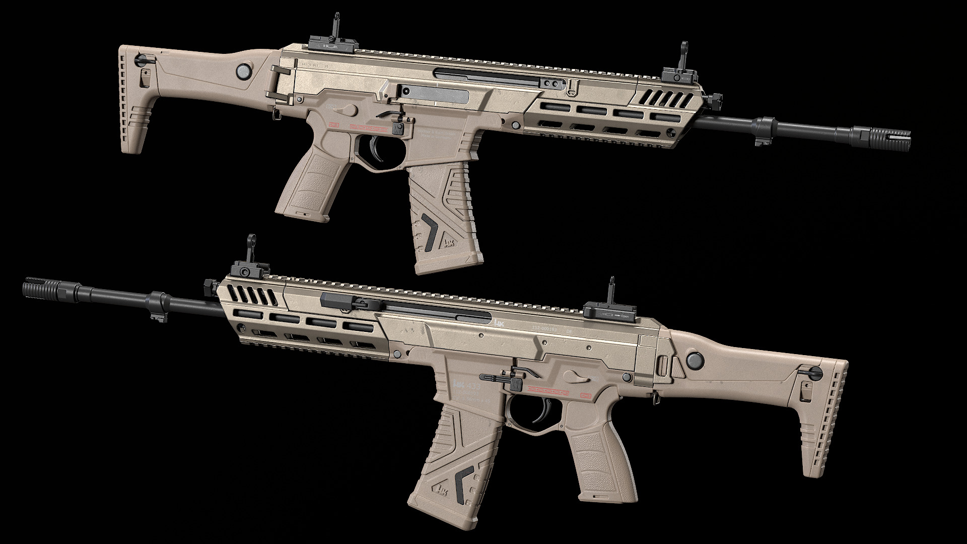 HK433 Assault rifle Low-poly 3D model_2