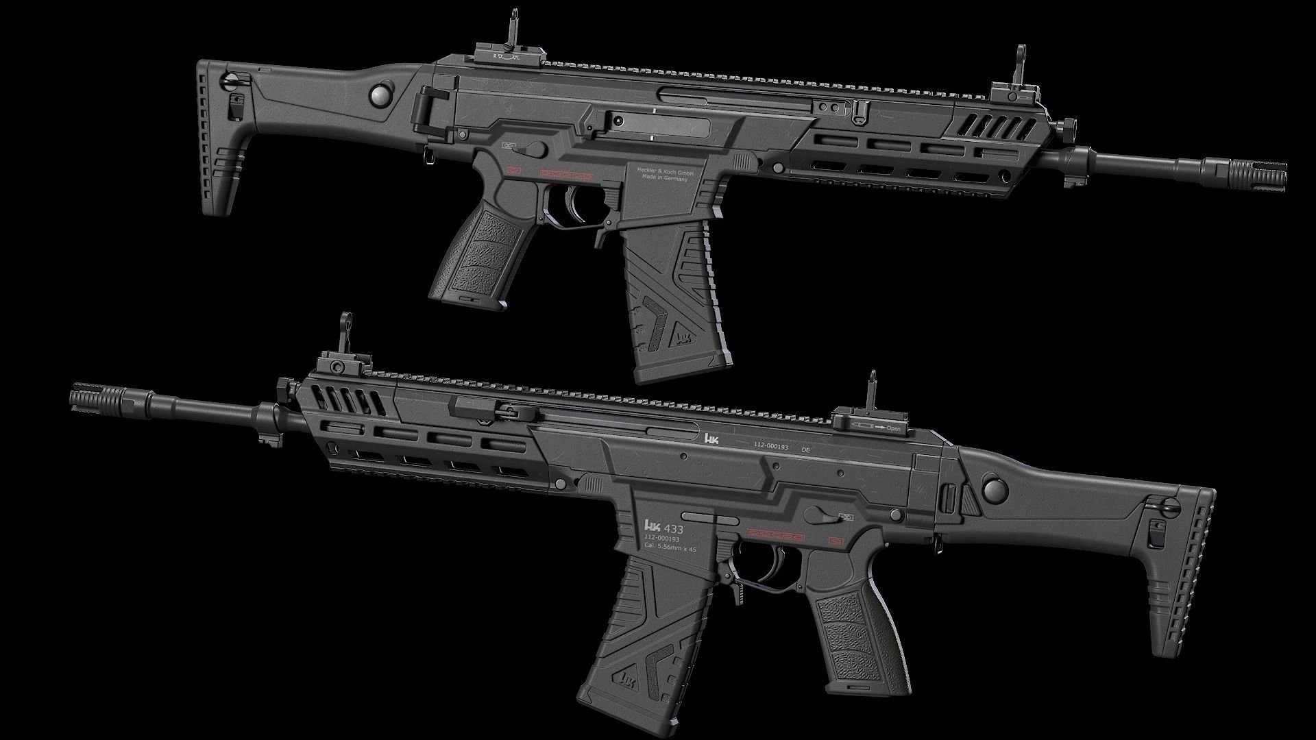 HK433 Assault rifle Low-poly 3D model_1