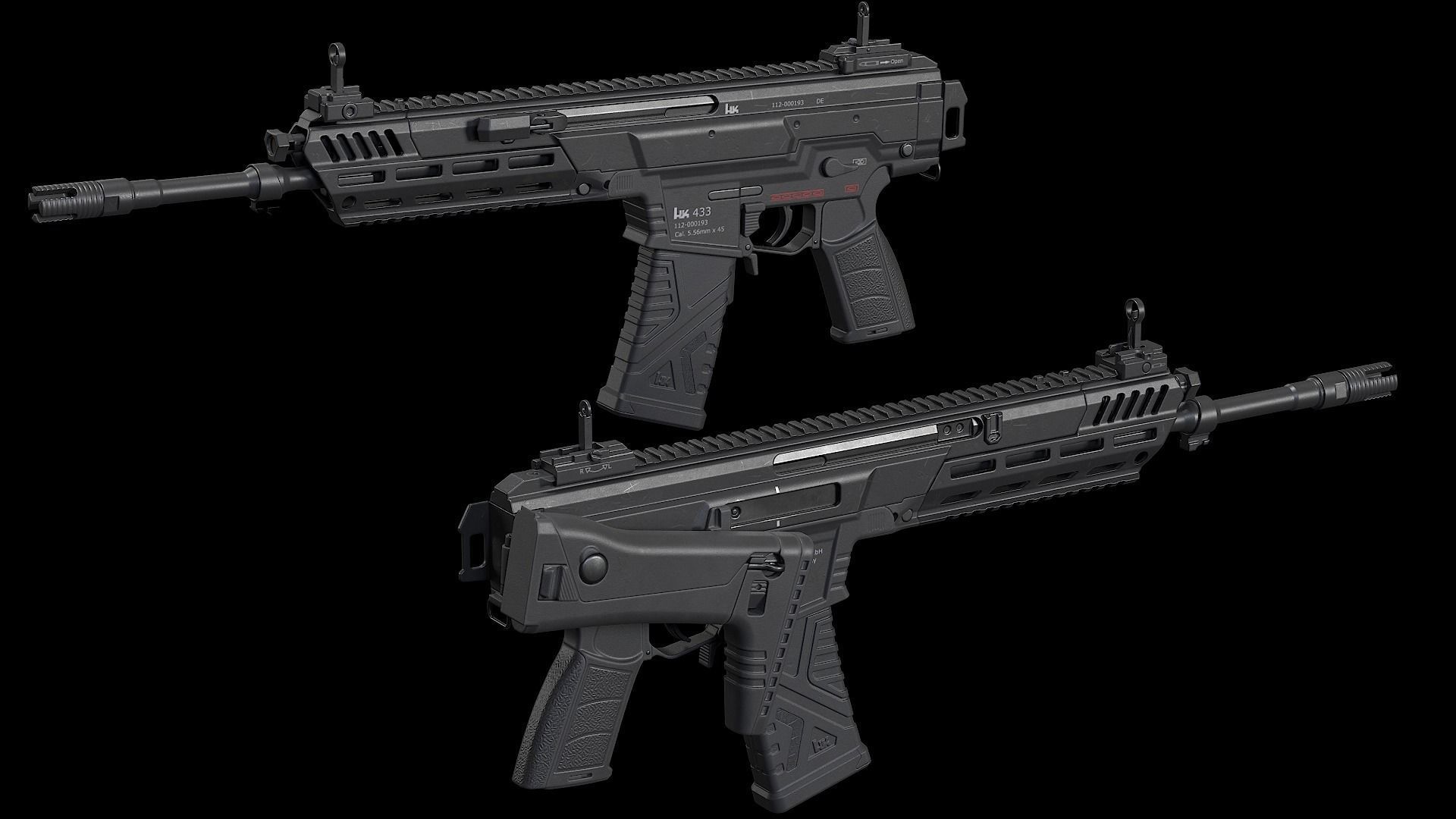 HK433 Assault rifle Low-poly 3D model_5