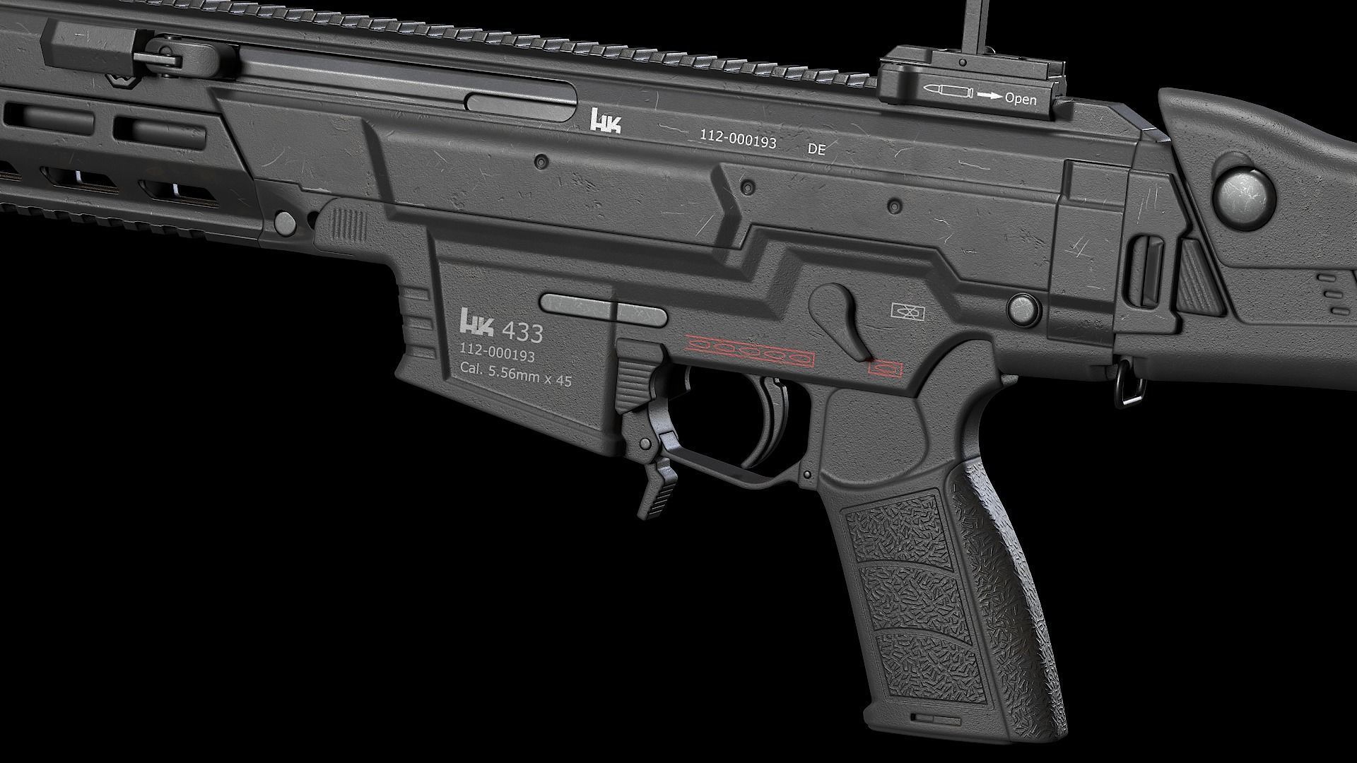HK433 Assault rifle Low-poly 3D model_8