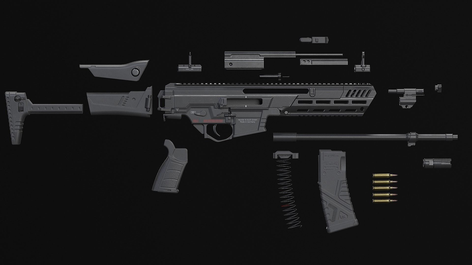 HK433 Assault rifle Low-poly 3D model_34