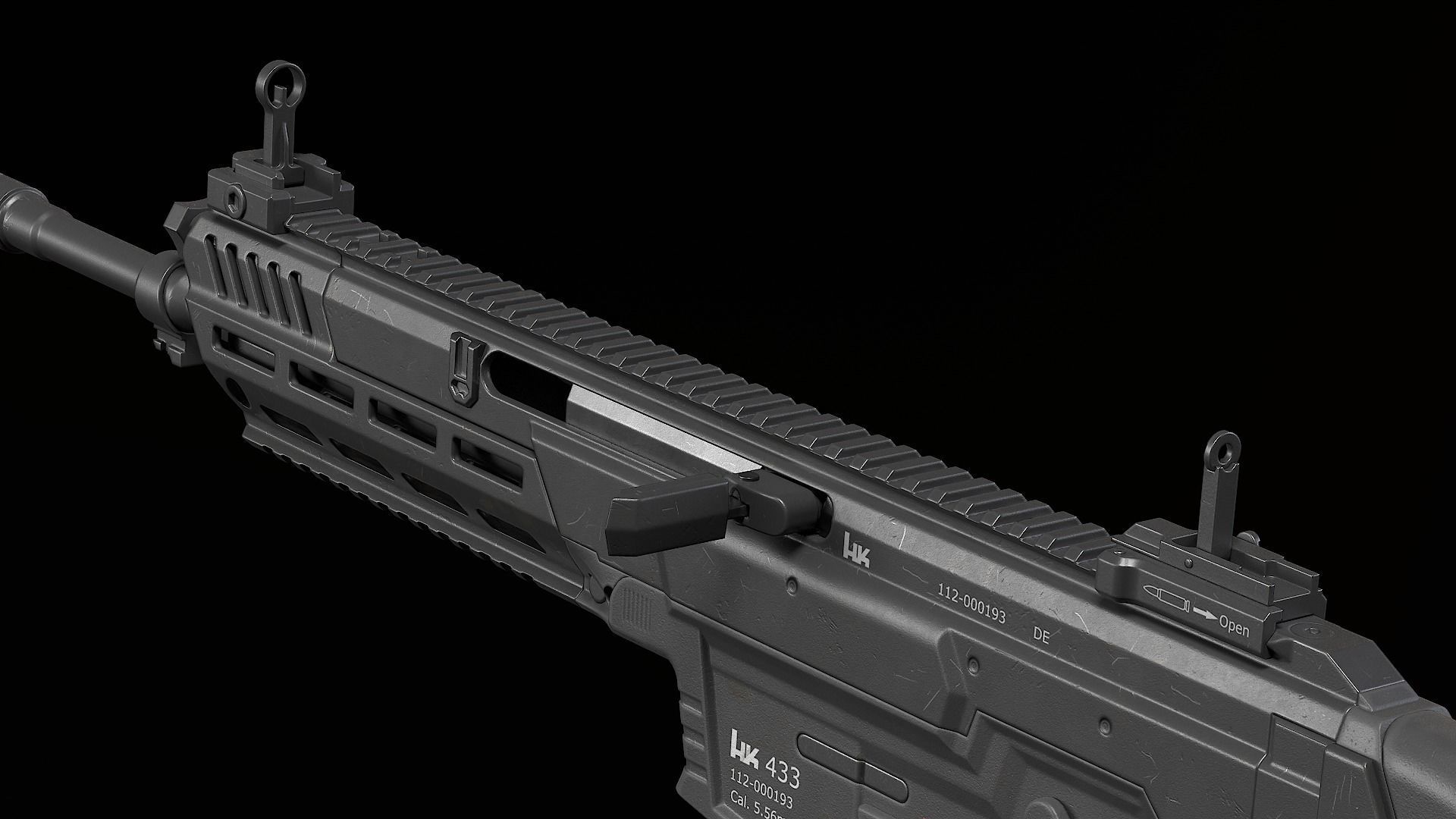 HK433 Assault rifle Low-poly 3D model_10