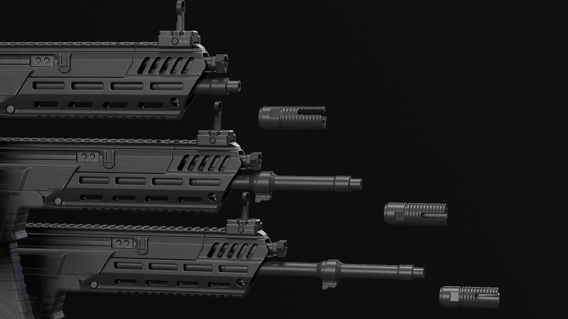 HK433 Assault rifle Low-poly 3D model_32