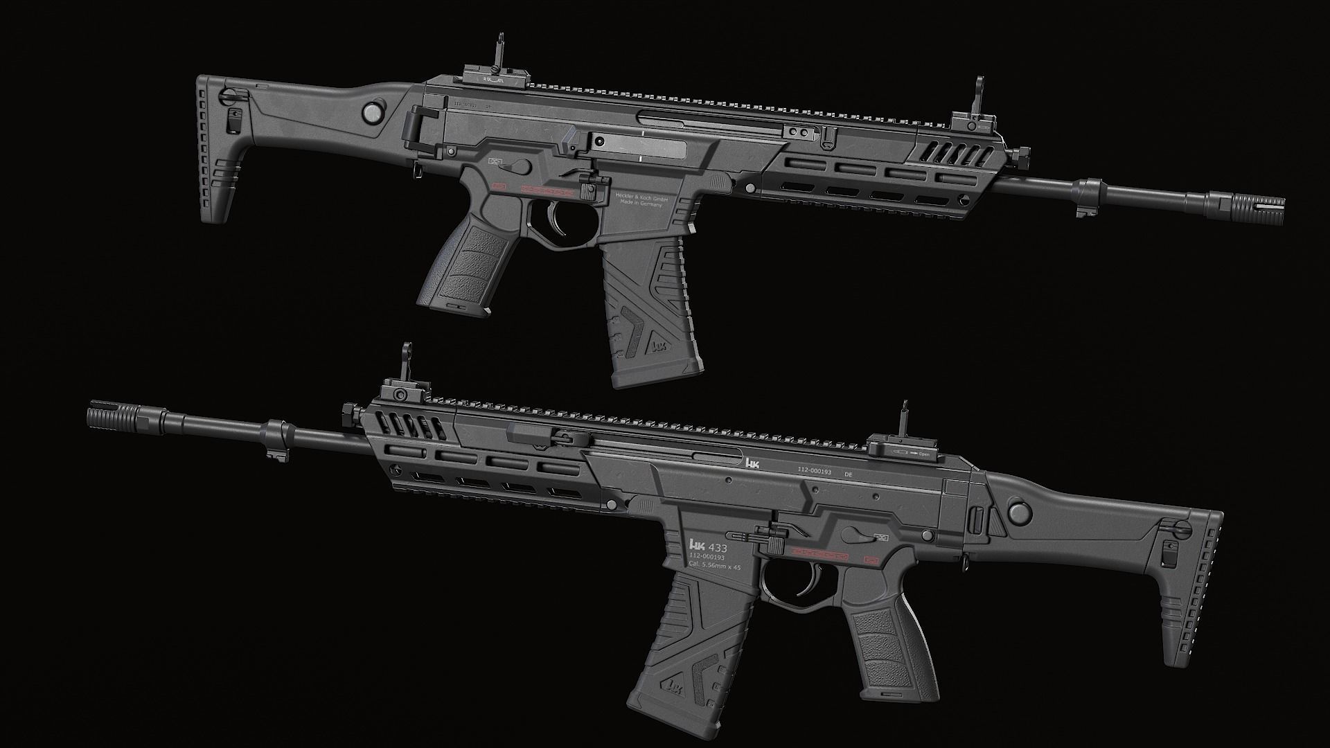 HK433 Assault rifle Low-poly 3D model_30