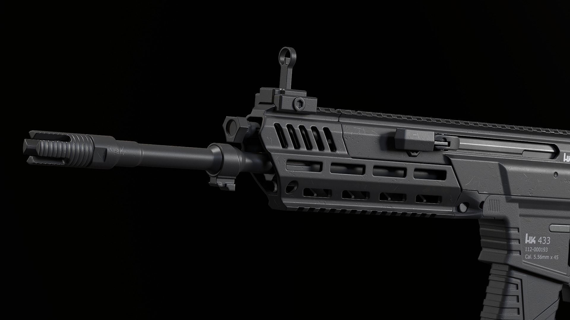 HK433 Assault rifle Low-poly 3D model_9