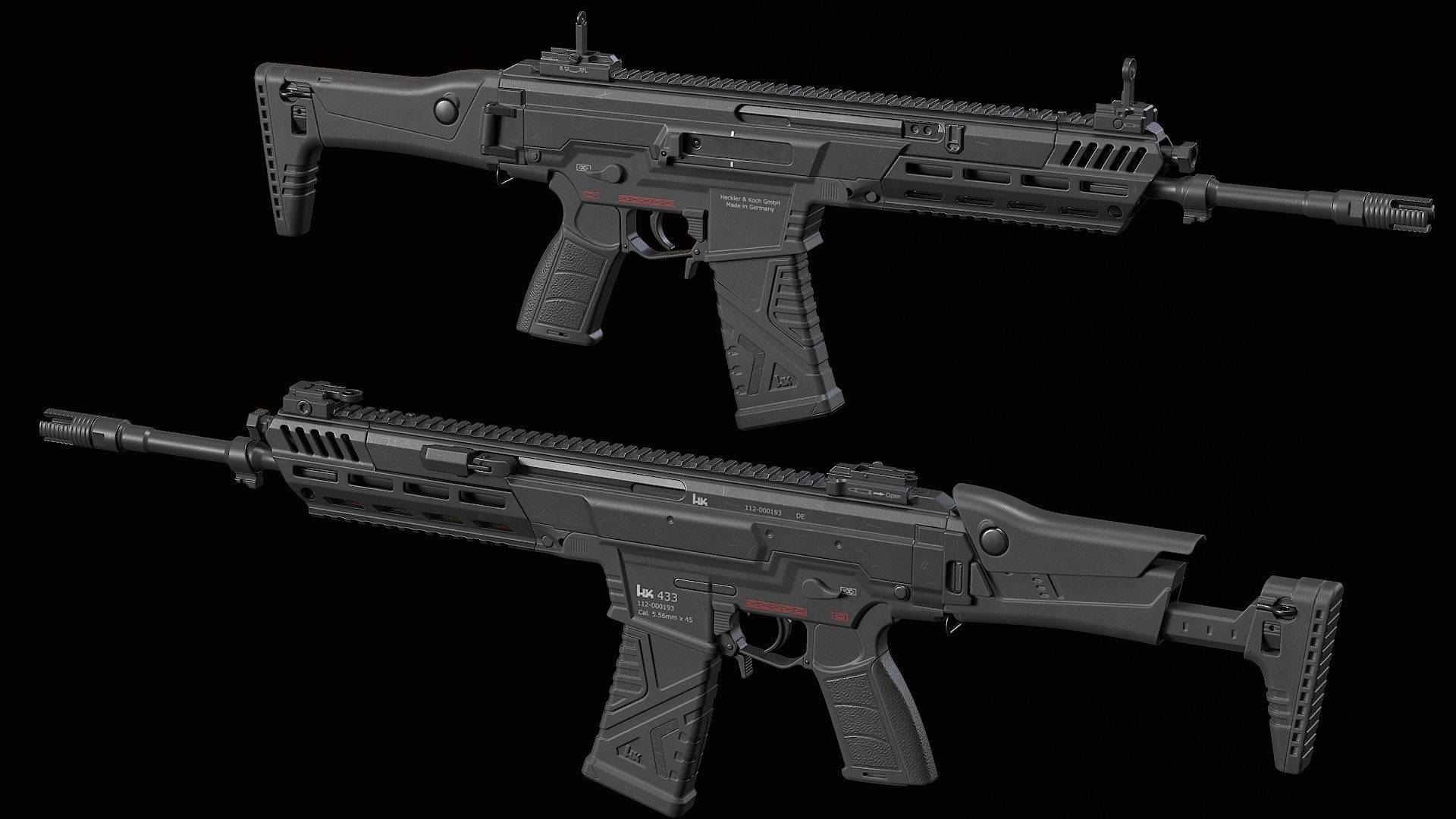 HK433 Assault rifle Low-poly 3D model_15