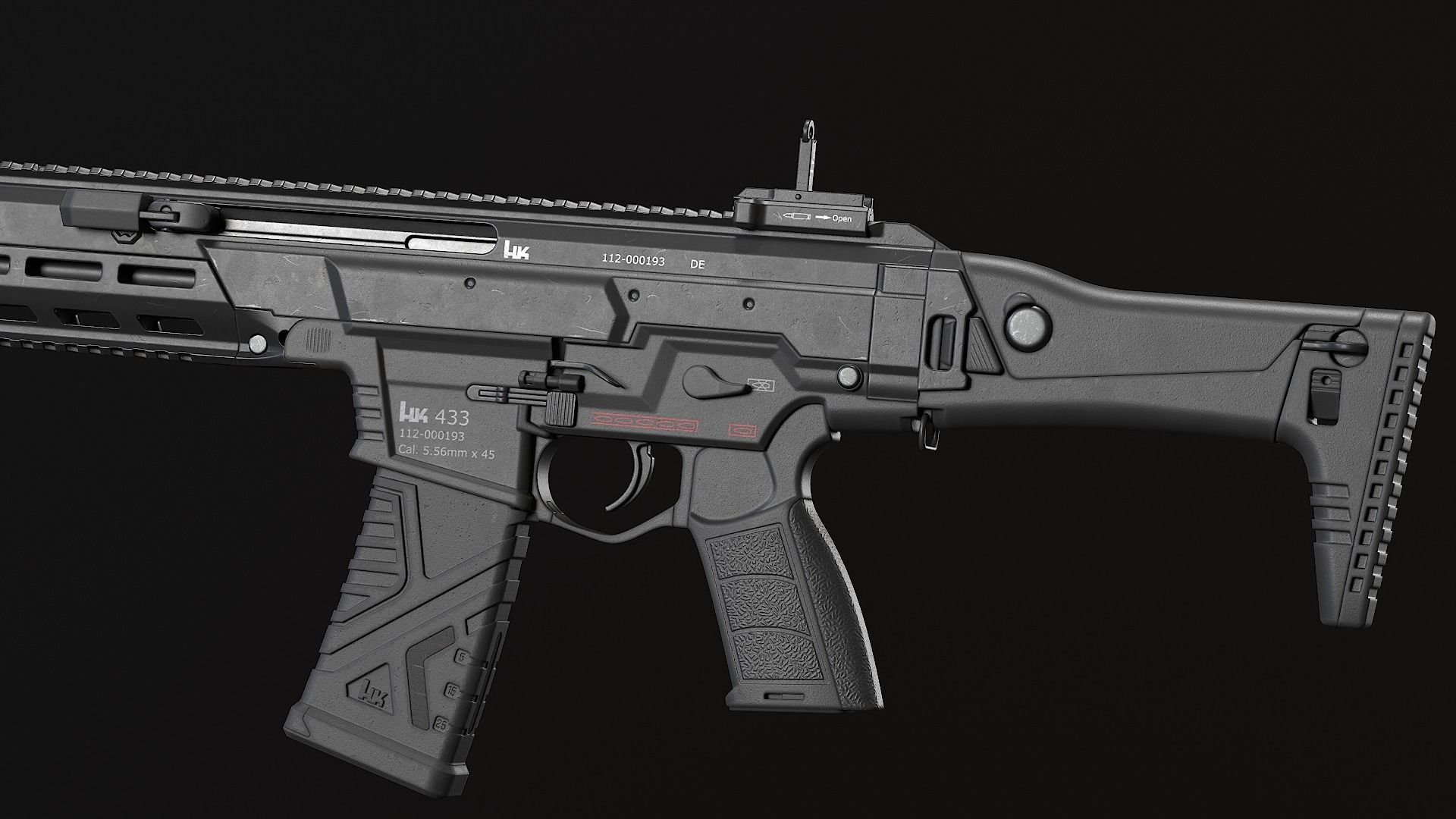 HK433 Assault rifle Low-poly 3D model_23