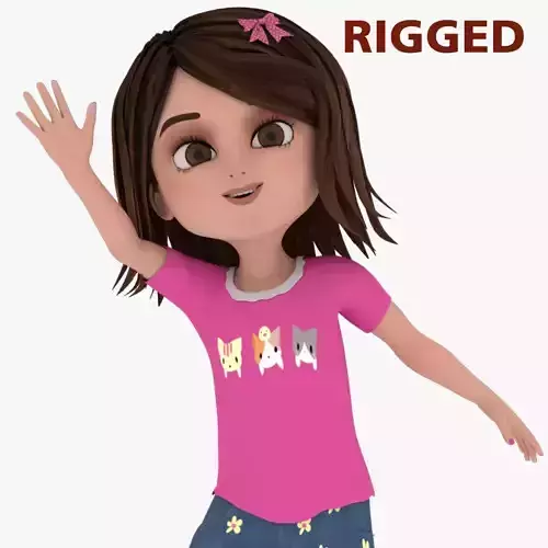 3D Cartoon Girl Character ARIEL With Rig