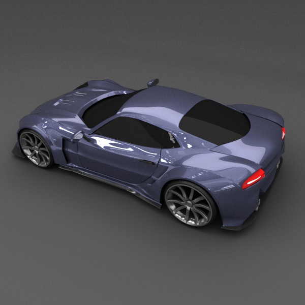 Blue racing concept car 3D model_4