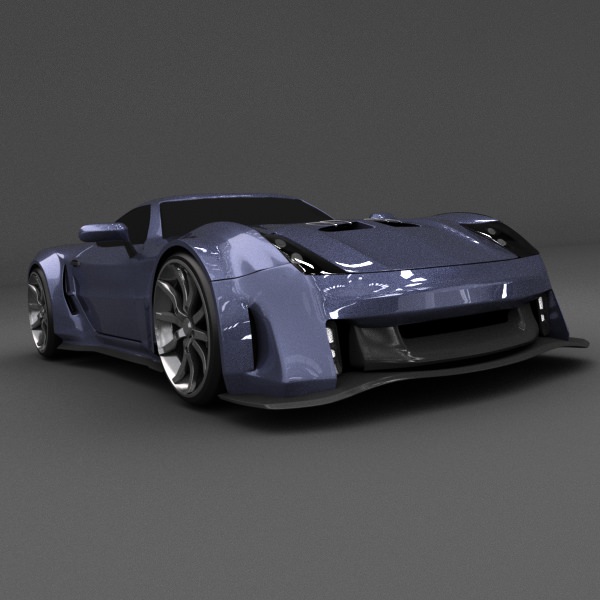Blue racing concept car 3D model_1
