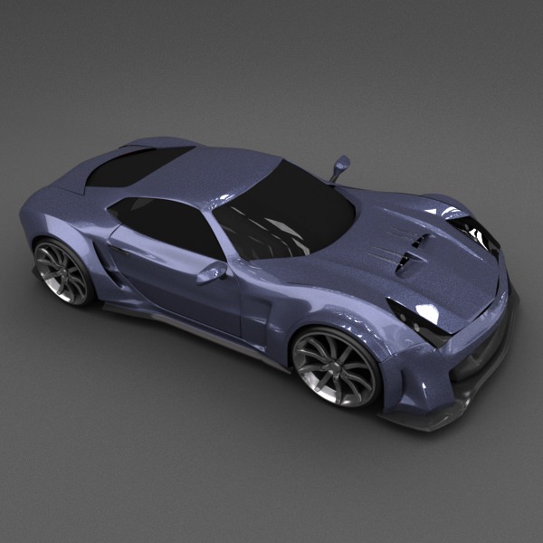 Blue racing concept car 3D model_7
