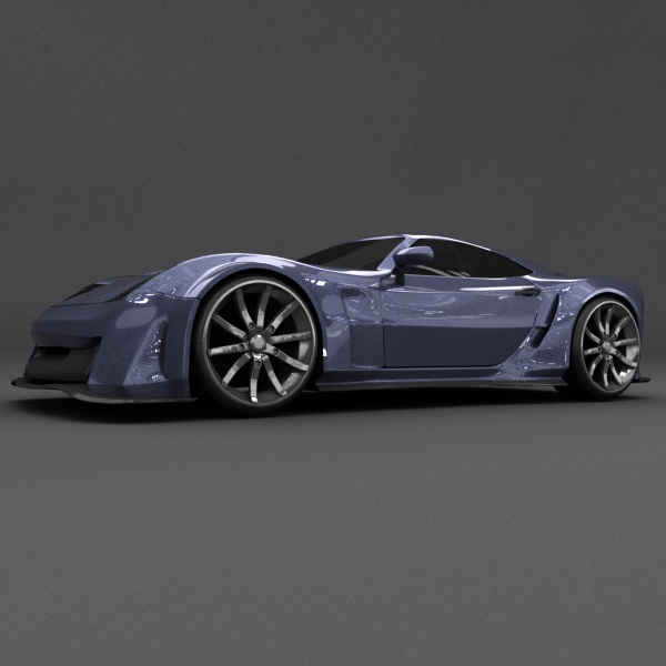 Blue racing concept car 3D model_6