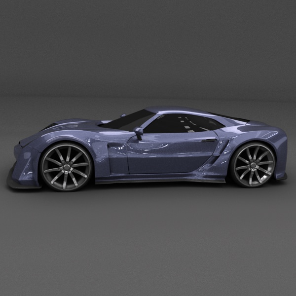Blue racing concept car 3D model_2