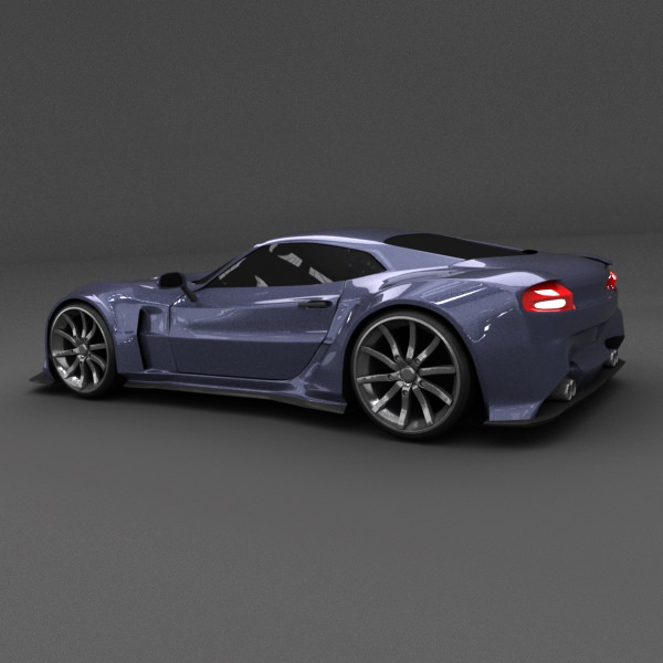 Blue racing concept car 3D model_3