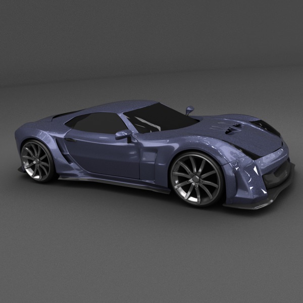 Blue racing concept car 3D model_5