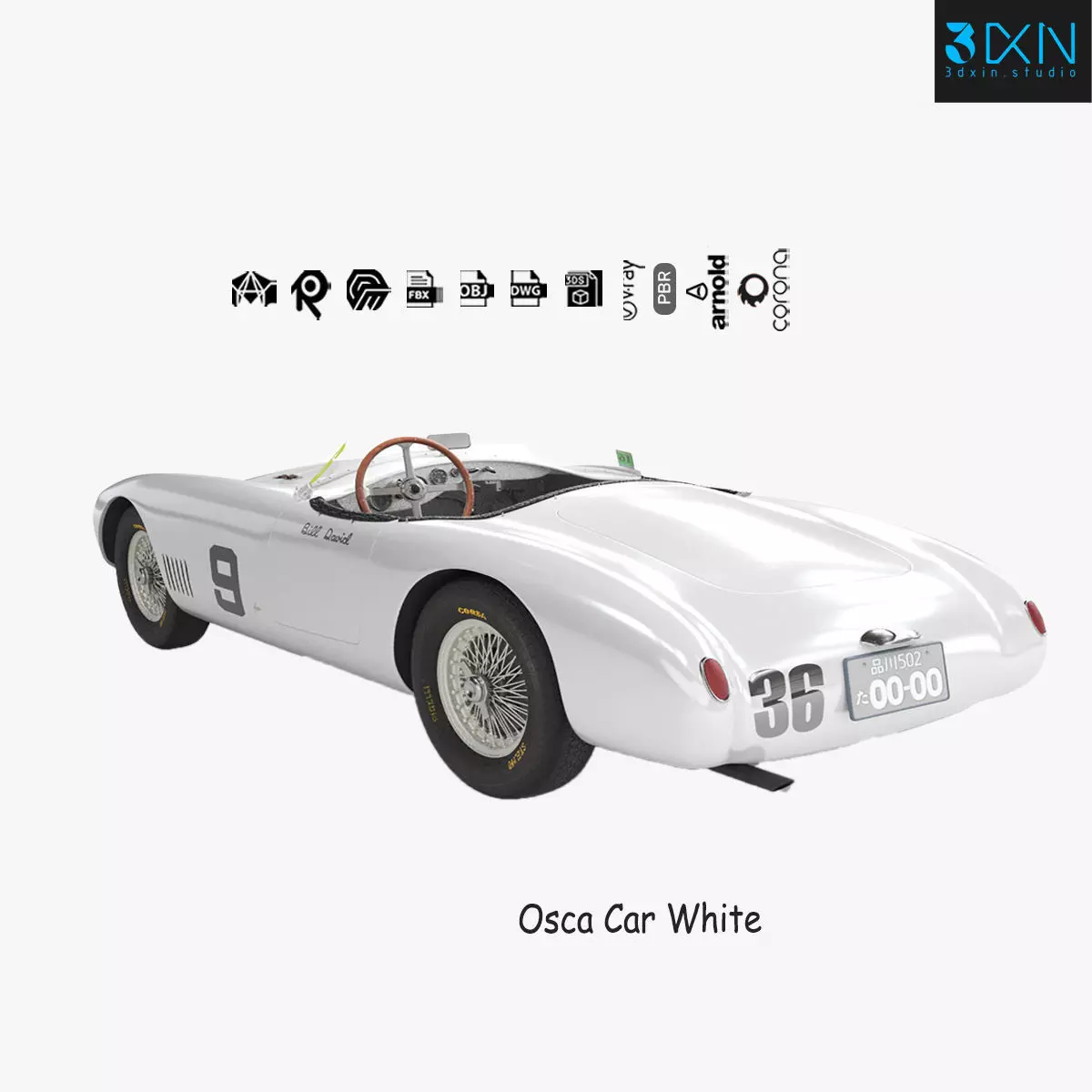 Sports Car Osca White 3D model