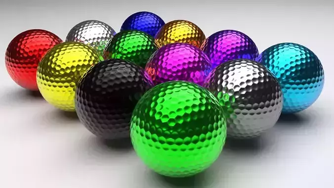 Colored Metal Golf Balls Set 3D model