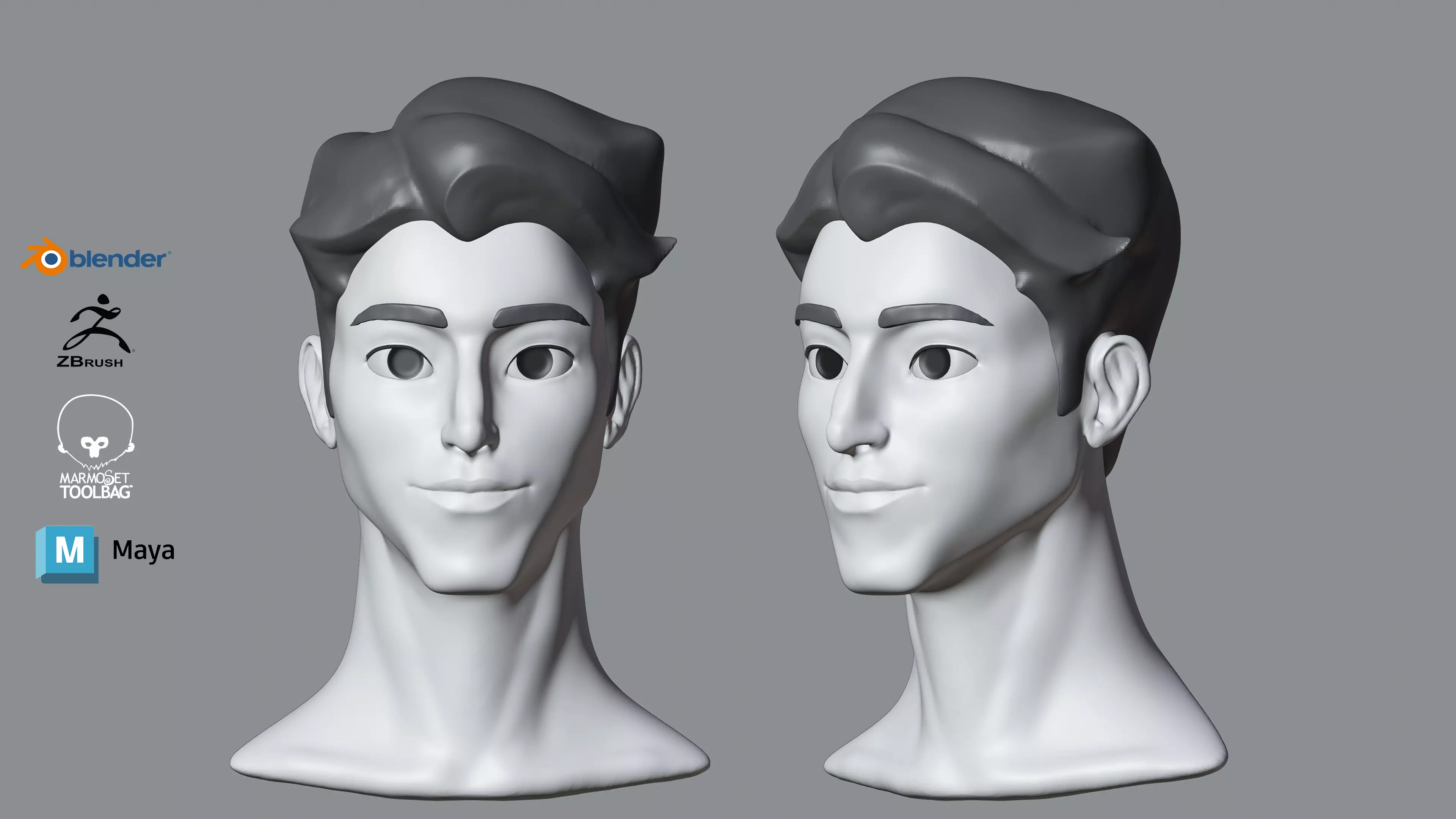 Male Stylized Character George high poly sculpt base mesh 3D model_0