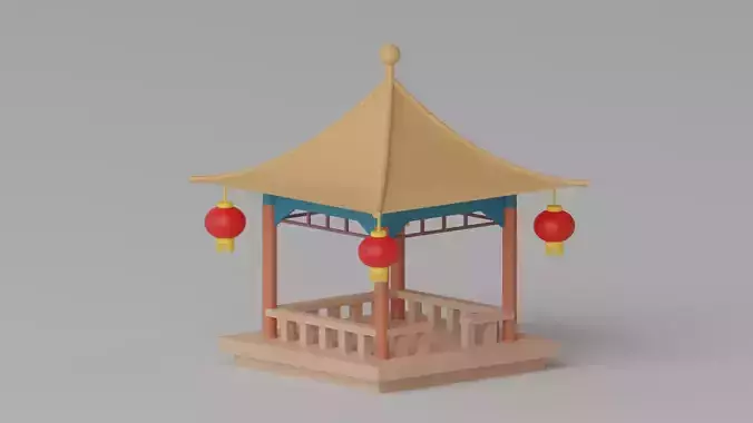 Cartoon Chinese Pavilion