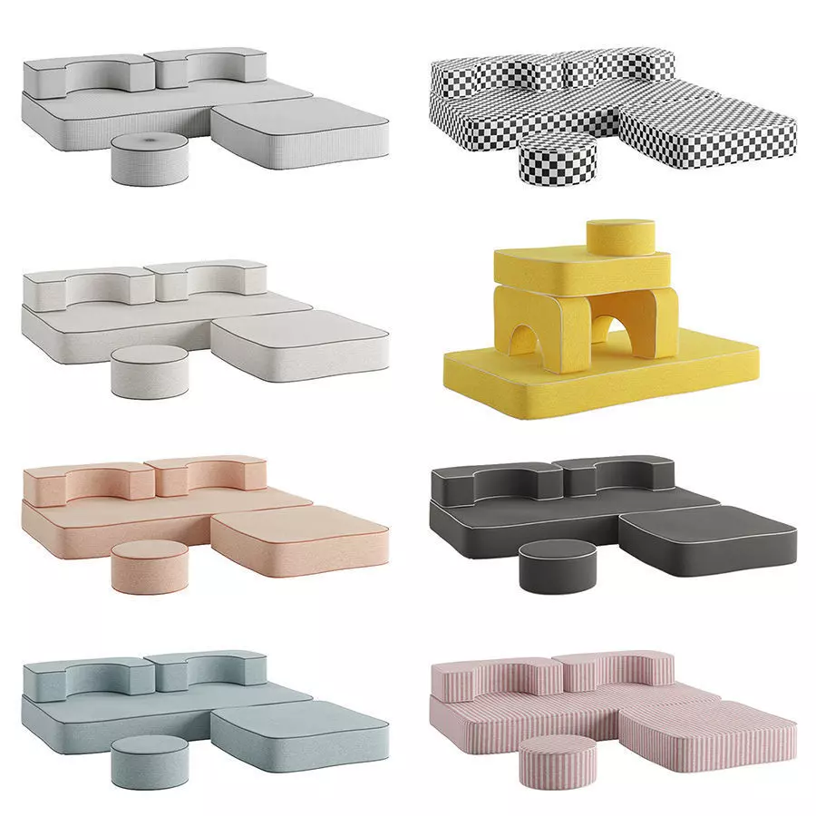 The Modular Pillow Stack Sofa by Business and Pleasure 3D model_0