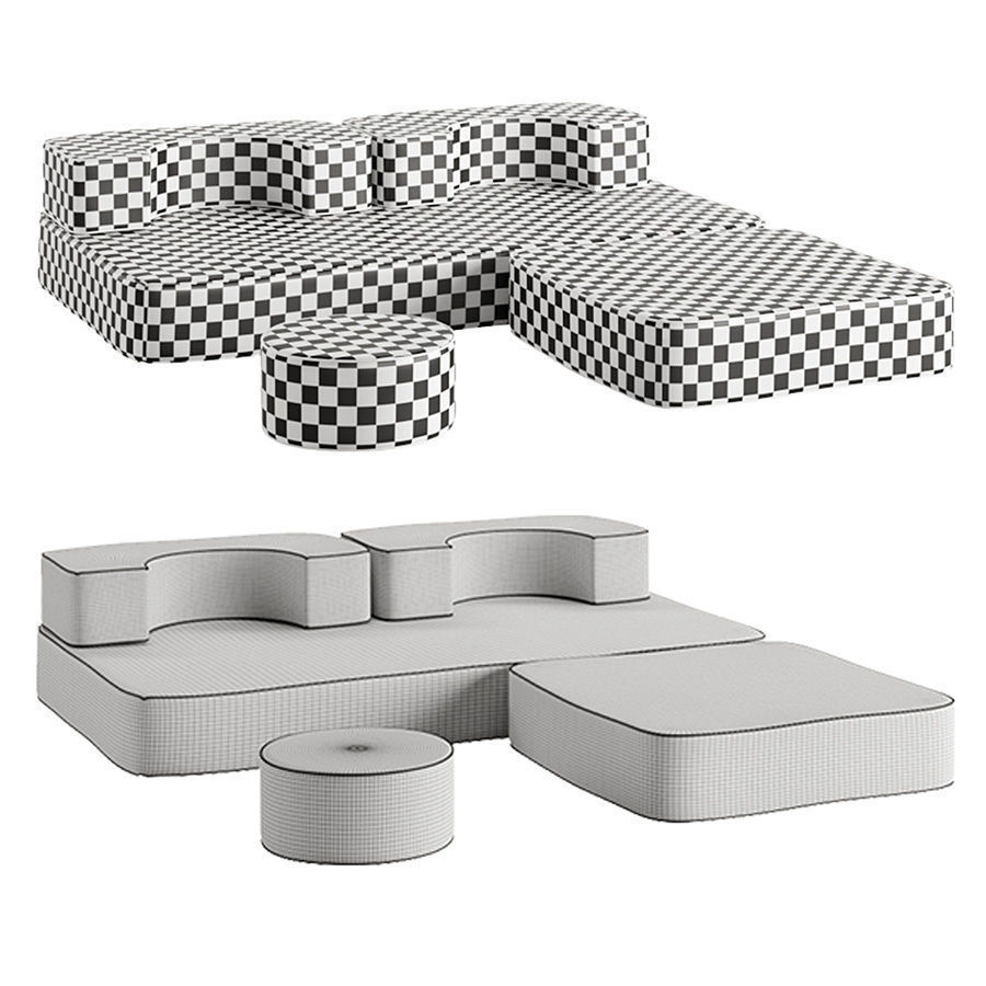 The Modular Pillow Stack Sofa by Business and Pleasure 3D model_8