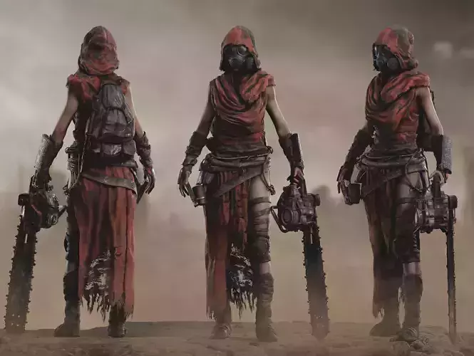 Post Apocalyptic Girl Low-poly 3D model