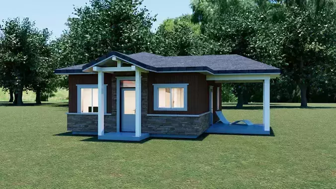 2 Bedroom 1 Bathroom House  3D Model