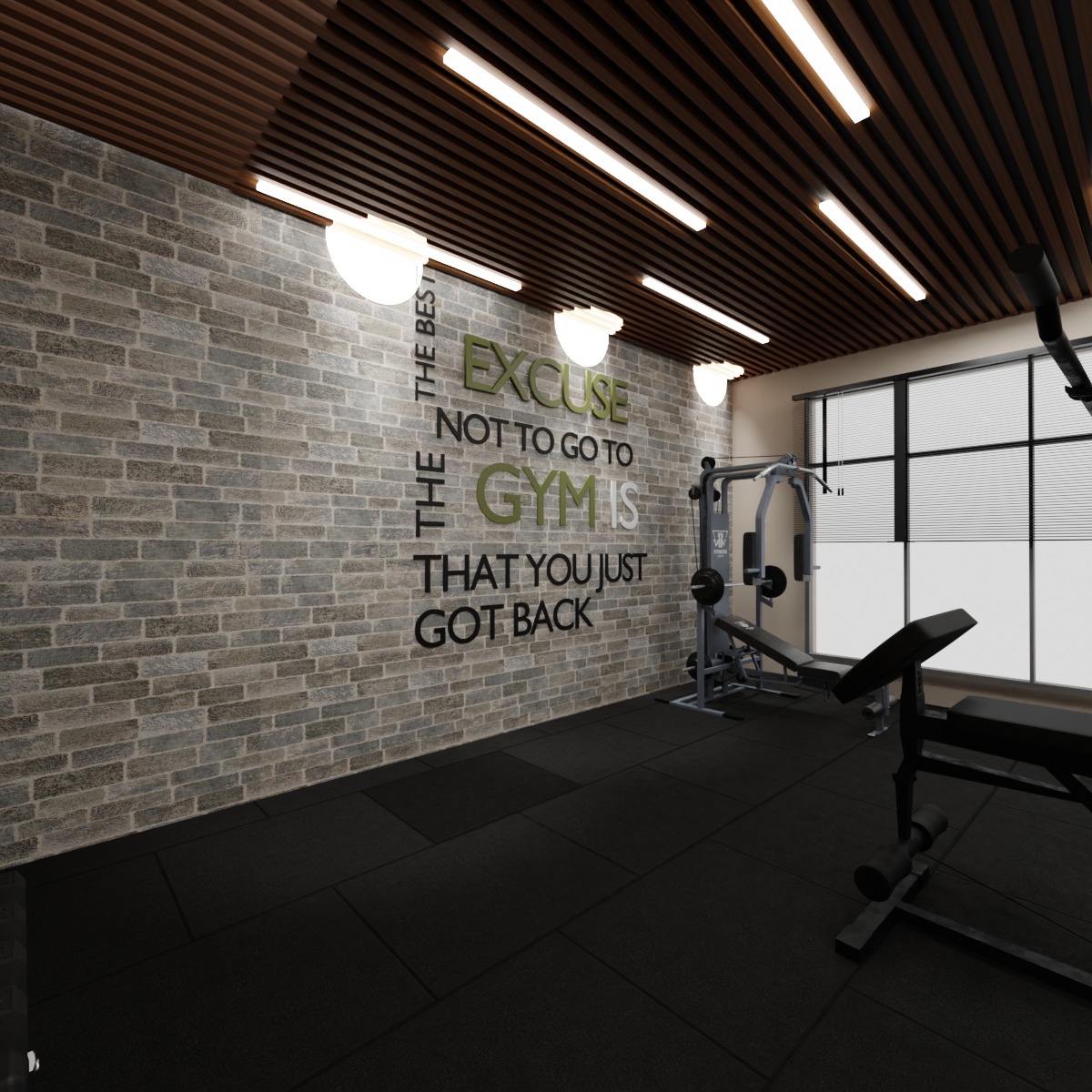 Personal GYM with Equipments Low-poly 3D model_4