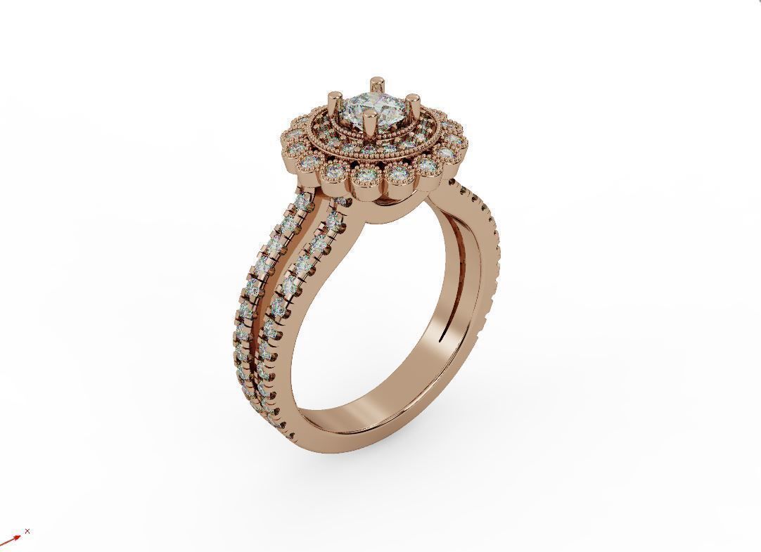 Diamond Engagement Ring 3D print model_1