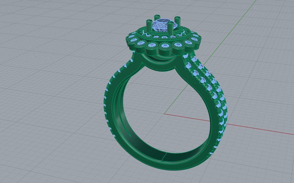 Diamond Engagement Ring 3D print model_3
