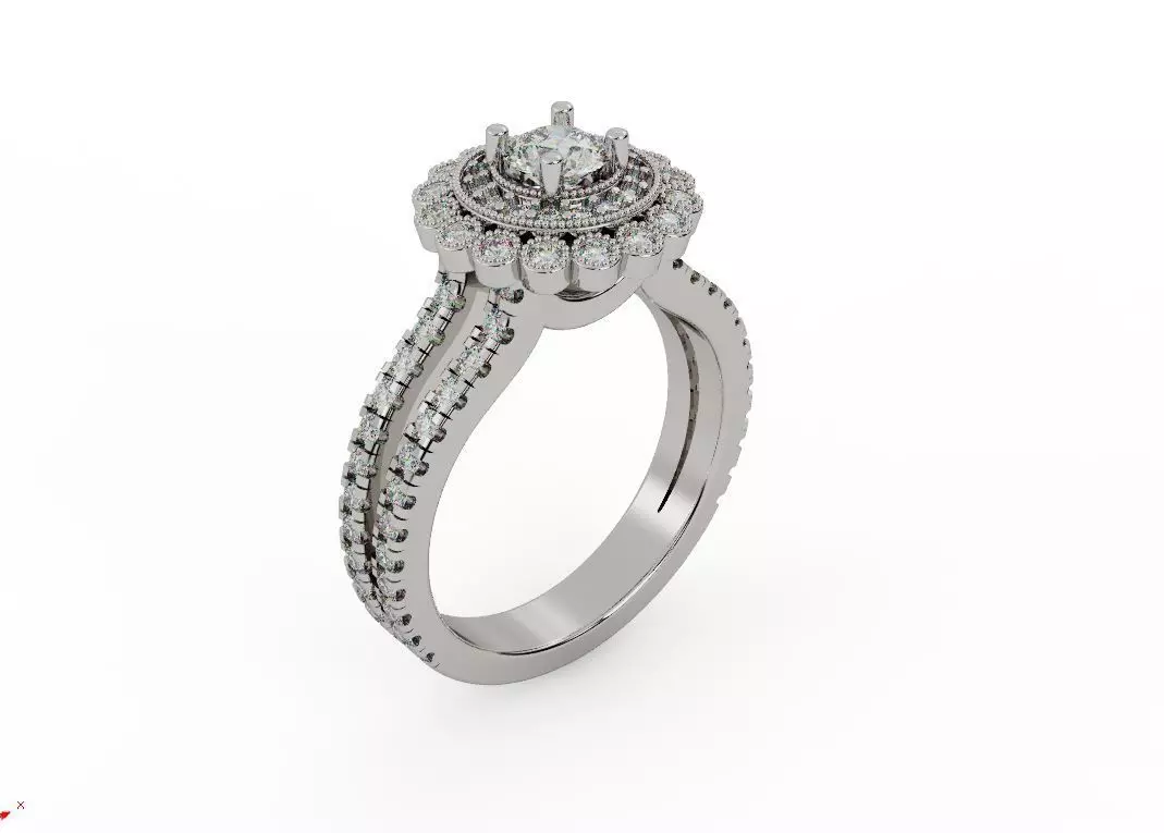 Diamond Engagement Ring 3D print model_0