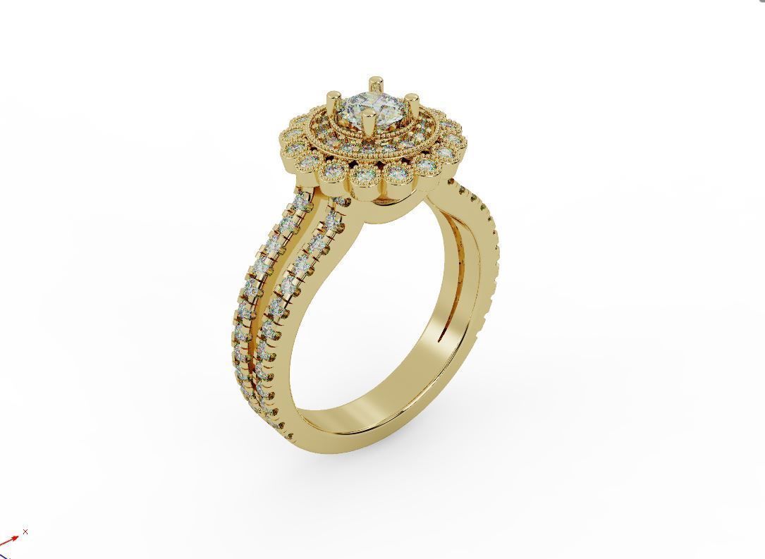 Diamond Engagement Ring 3D print model_2