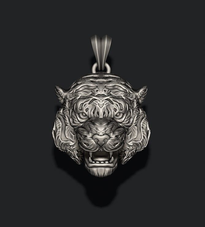 Tiger pendant 3D print model_5